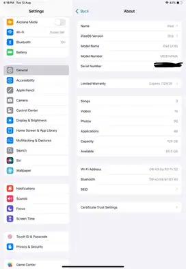 Jual ipad gen 11  (A16) 128 gb silver