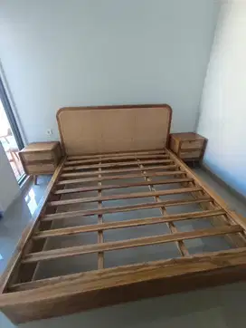 Bed teakwood with rattan
