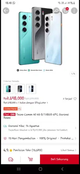 Hp tecno camon 40