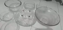 Mangkok set + gelas kristal baru