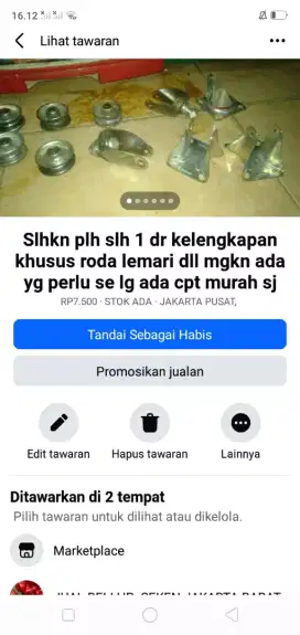 Slhkn plh slh 1 dr kelengkapan roda lemari dll mgkn ada yg perlu kali