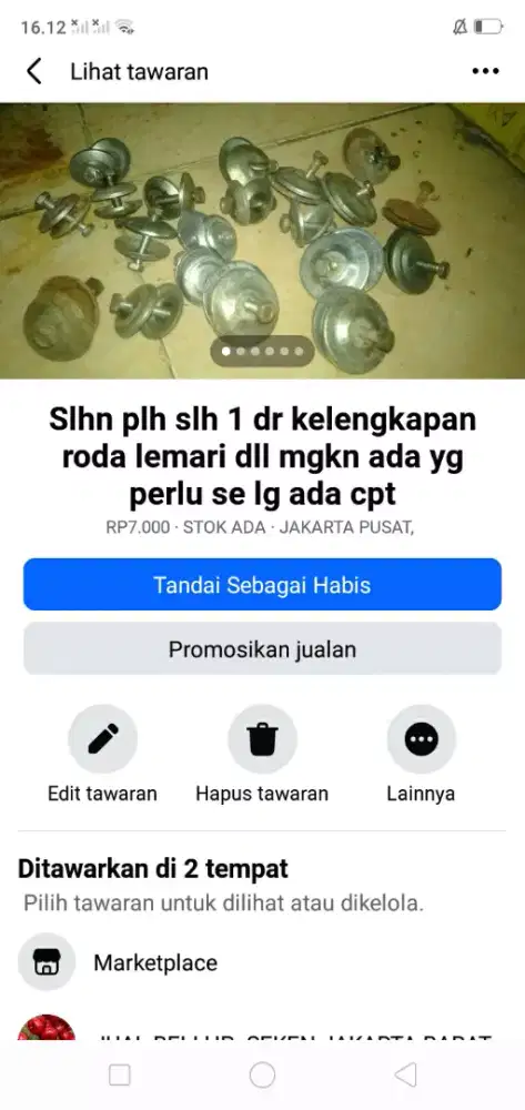 Slhkn plh slh 1 dr kelengkapan roda lemari dll kond bgs mgkn perlu