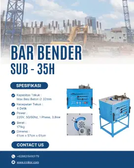 Mesin tekuk besi beton portabel, Bar Bender kapasitas besi D32 mm