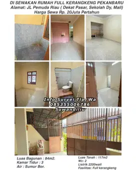 Disewakan rumah full kerangkeng pekanbaru jln.pemuda riau