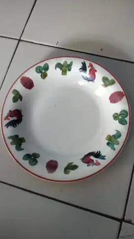 Piring keramik tebal motif, diameter 25cm 1 lusin