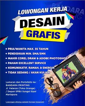 Mencari operator mesin printing dan desain grafis