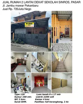 Jual rumah 2 lantai dipekanbaru jln.jambu mawar pekanbaru