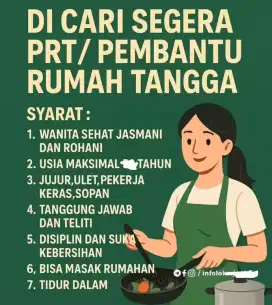 Di butuhkan segerah prt nginap
