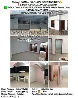 Dijual rumah siap huni dipekanbaru jln.angkasa riau
