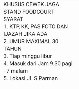 Lowongan Kerja Jaga Stand
