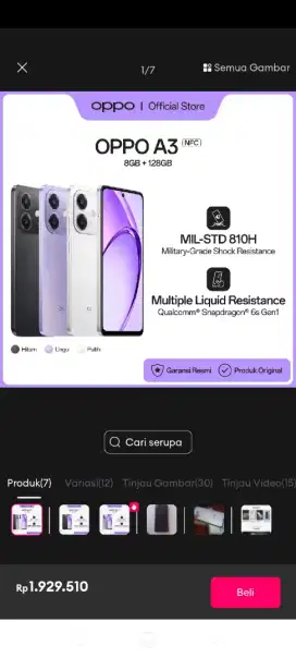 Hp oppo A3 8gb 128gb