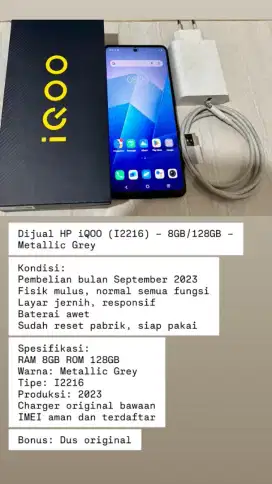 Vivo Iqoo z7x 8gb 128