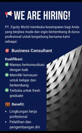 Lowongan bussines consultant
