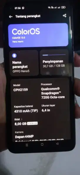 oppo reno 5 8/128 lcd ori