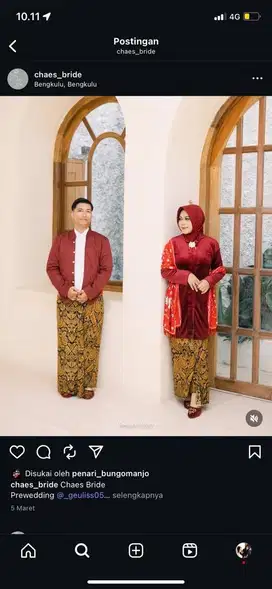 Di jual cepat kebaya kartini maroon plus beskap merah