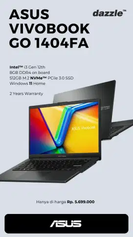 ASUS VIVOBOOK GO 1404GA INTEL I3 GEN 12 RAM 8 SSD 512 GARANSI 2 TAHUN
