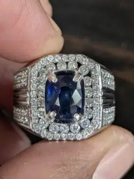 Natural blue sapphire srilanka/royal free memo with ring perak