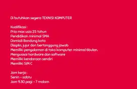 Di BUTUHKAN SEGERAN TEKNISI KOMPUTER
