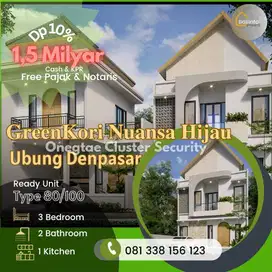 Rumah cluster onegate security Green kori Nuansa hijau ubung denpasar