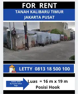 Kavling / Tanah Kalibaru Senen Jakarta Pusat Rp 75 Juta / tahun Nego