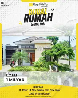 Dijual Cepat! Rumah Cantik di Perumahan Celesta, Gentan, Baki