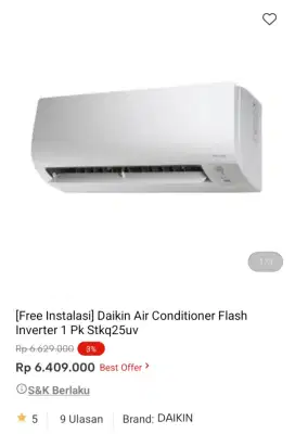 PROMO KREDIT DAIKIN AC FLASH INVERTER 1 PK