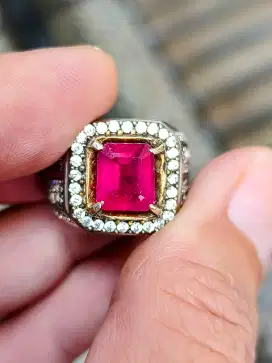 Cincin Batu Ruby 4.47 crat ring perak memo MGL