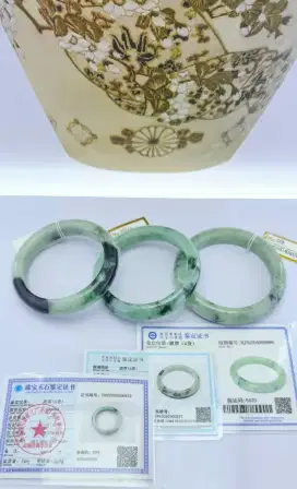 Giok Asli Grade A Bersertifikat gelang bangle Apple Green