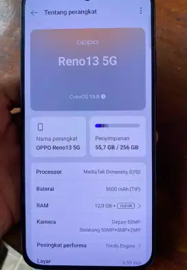Di jual cepat oppo reno 13 5g 12/256gb No minus