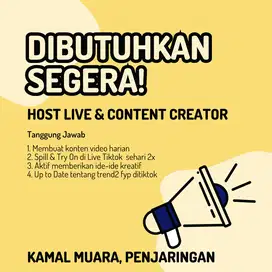 LOWONGAN KERJA HOST LIVE & CONTENT CREATOR