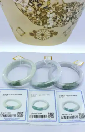 Giok Asli Grade A Bersertifikat Gelang bangle Ungu dan hijau