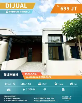 Dijual Rumah Modern Bangunan Baru di Kanigraha Malang