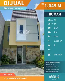 Dijual Rumah Baru 2 Lantai Minimalis di Tumenggung Suryo Malang