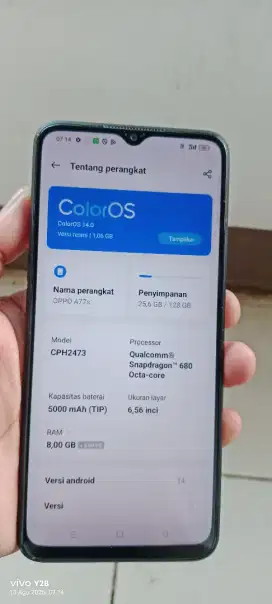 Opo. A77s resmi opo. 8+8/128 pmkyan ja