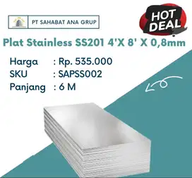 Plat Stainless SS201 4'X 8'X 0,8mm