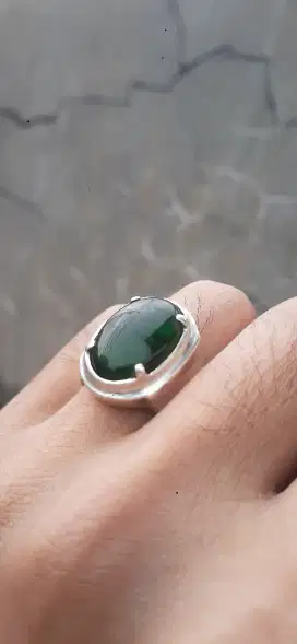 bacan doko kristal lawas ring perak handmade tebal