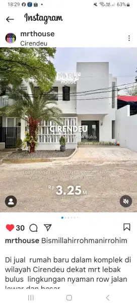Rumah baru 2 lantai + rooftop, SHM