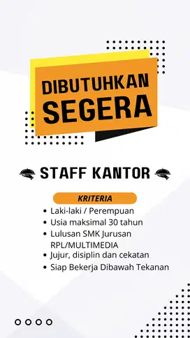 Lowongan Staff Kantor