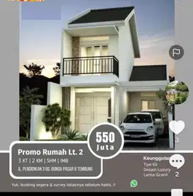 rumah 2 lantai diperumahan syariah tanpa bank dijual harga promo