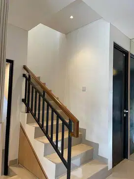 handrail kayu railing tangga minimalis