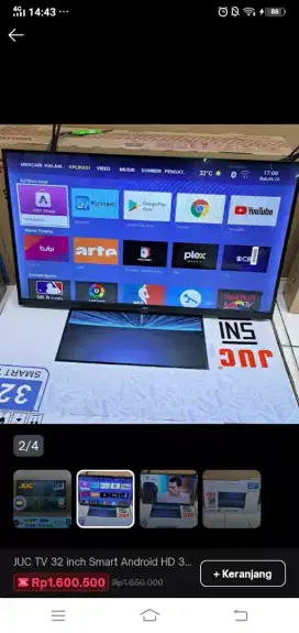 Smart tv android 32 inc merk JUC