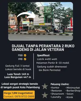DIJUAL 2 RUKO GANDENG DI JALAN VETERAN