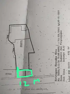 DIJUAL tanah darat, siap bangun. Dekat dgn pabrik Yamaha