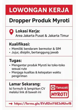 Lowongan Kerja Dropper Produk Myroti