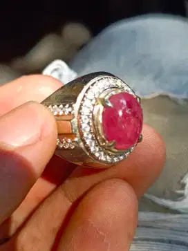 Cincin batu permata ruby+memo