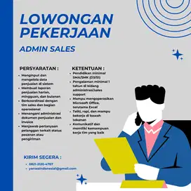 Dibutuhkan Segera Admin Sales