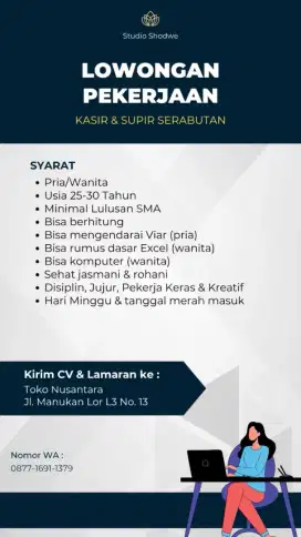 LOWONGAN KERJA DRIVER VIAR DAN KARYAWATI TOKO