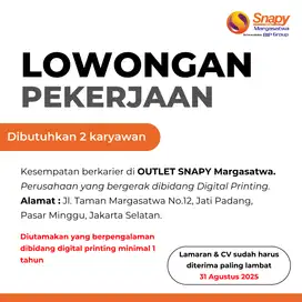 LOWONGAN KERJA DIGITAL PRINTING JAKARTA SELATAN