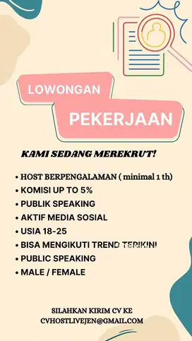 We are hiring host live streaming