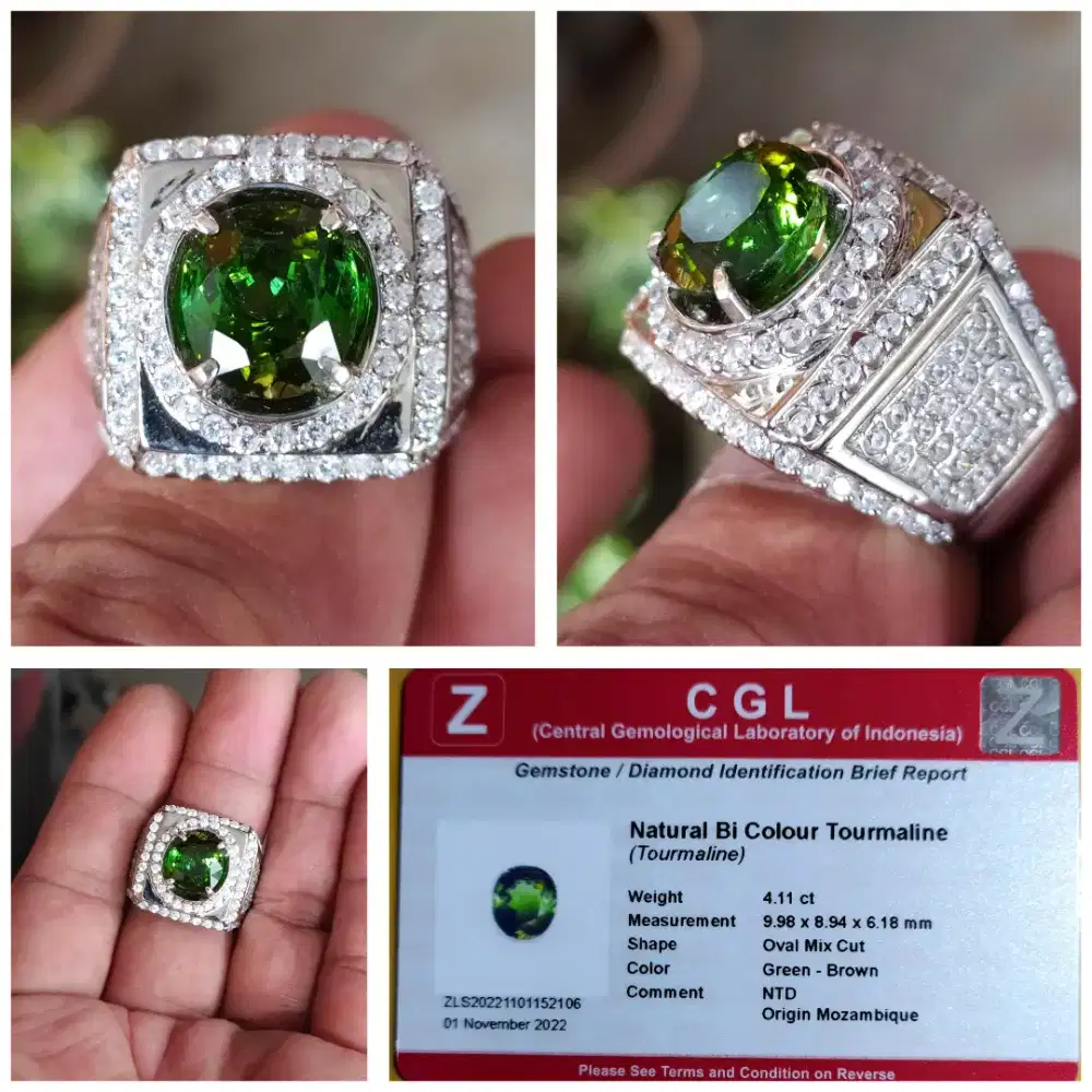 Tourmaline Bi color ring perak
